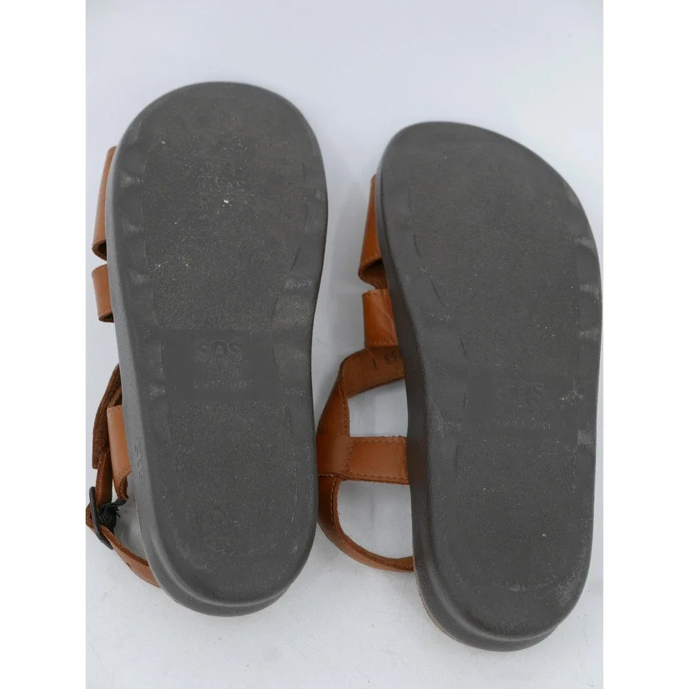 SAS Huggy Slingback Sandals Brown Leather Comfort Adjustable Women's Size 9